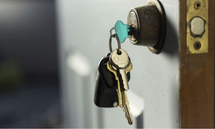 House keys securing a door