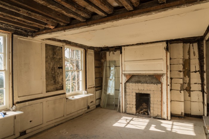 Holly Cottage in Hampstead, First-Floor front room, after Phase I strip-out