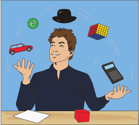 Illustration of man juggling