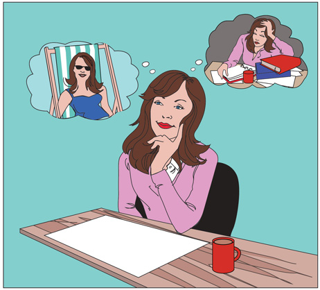 Illustration of woman daydreaming
