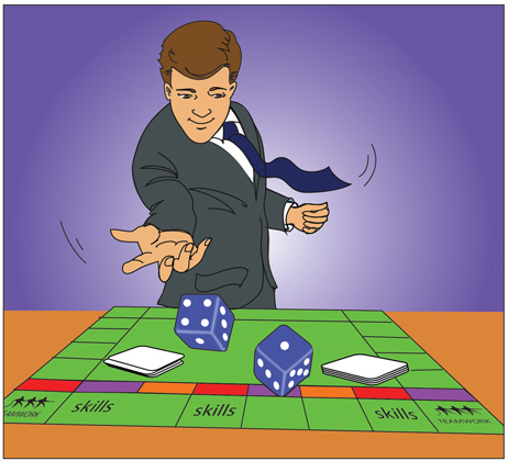 Illustration of a man playing a board game