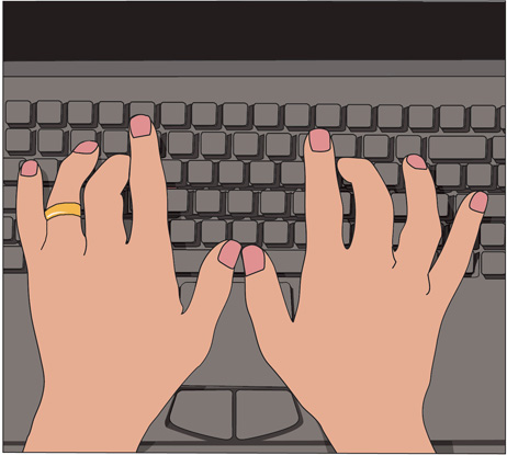 illustration of hands typing on keyboard