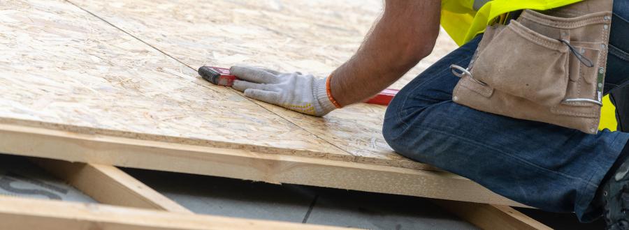 A builder in PPE at work
