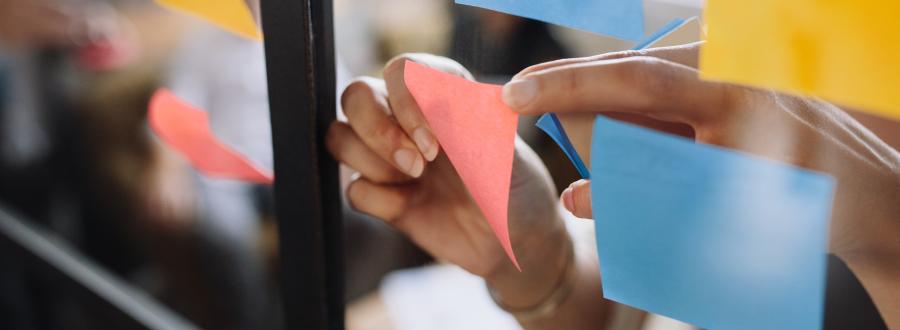 dynamic workplace post it notes meeting office