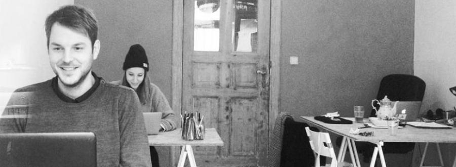 robb whiteman freelance designer at his desk