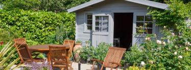 A shed in a garden