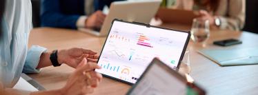 A team analysing financial data