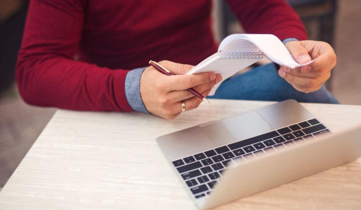 business owner reviewing tax return receipts