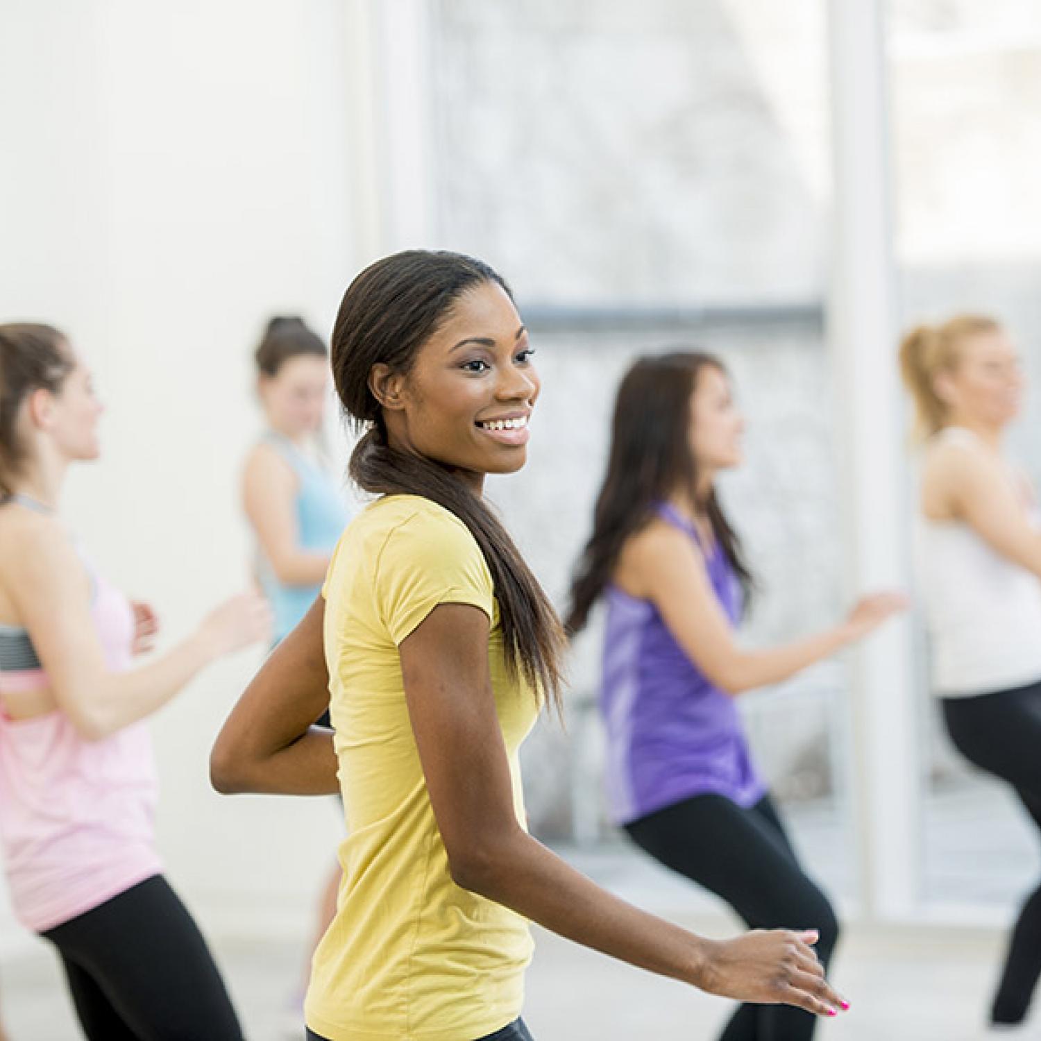 young people at dance fitness class