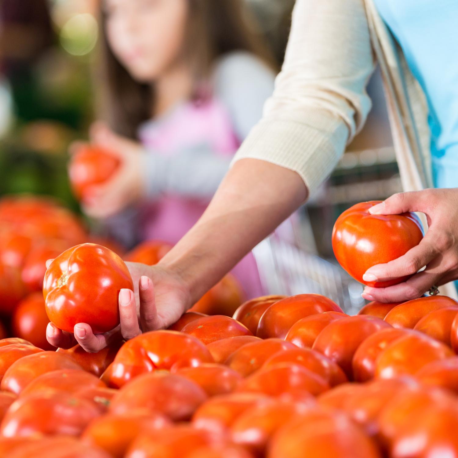 tomatoes in a grocers