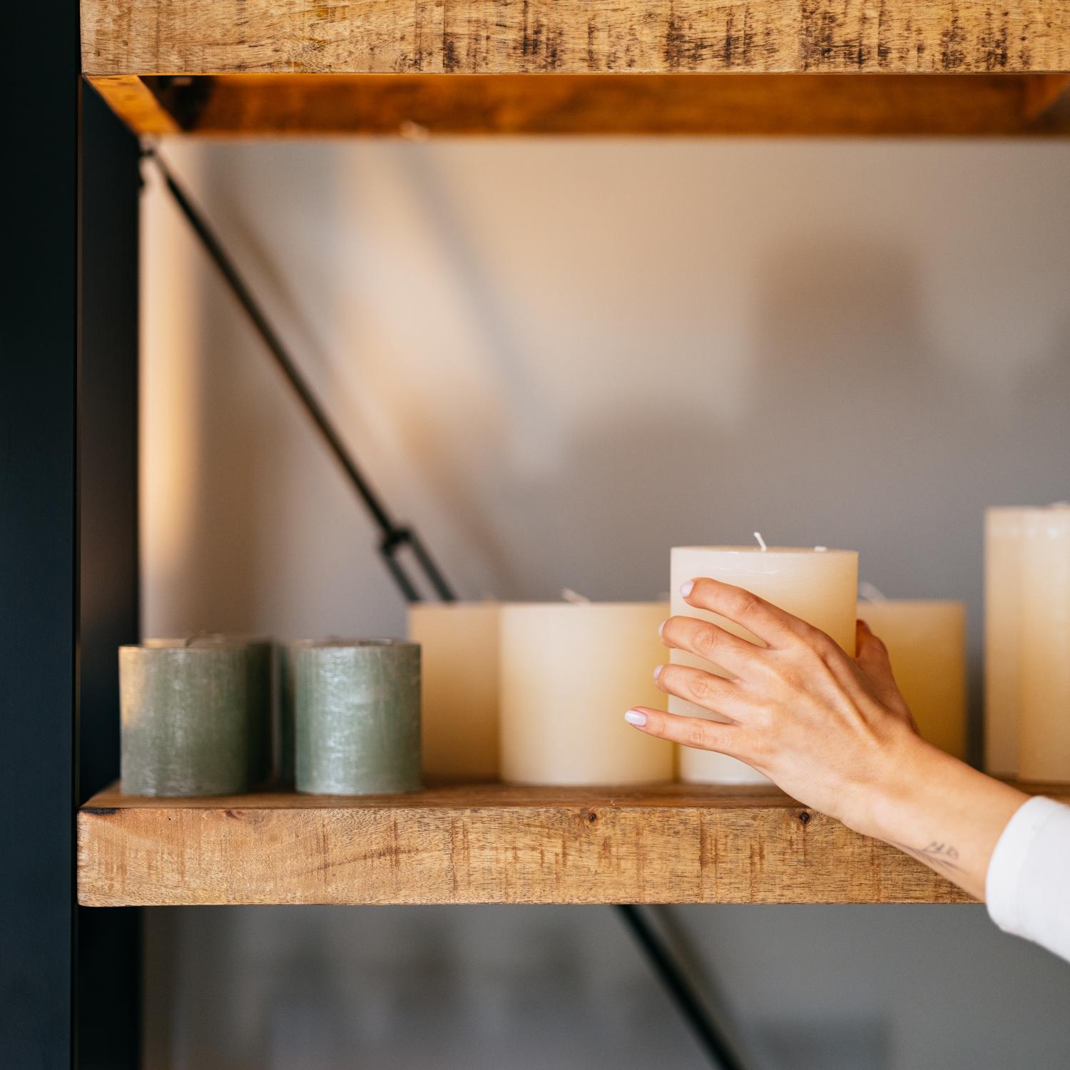 Candles on a shelf