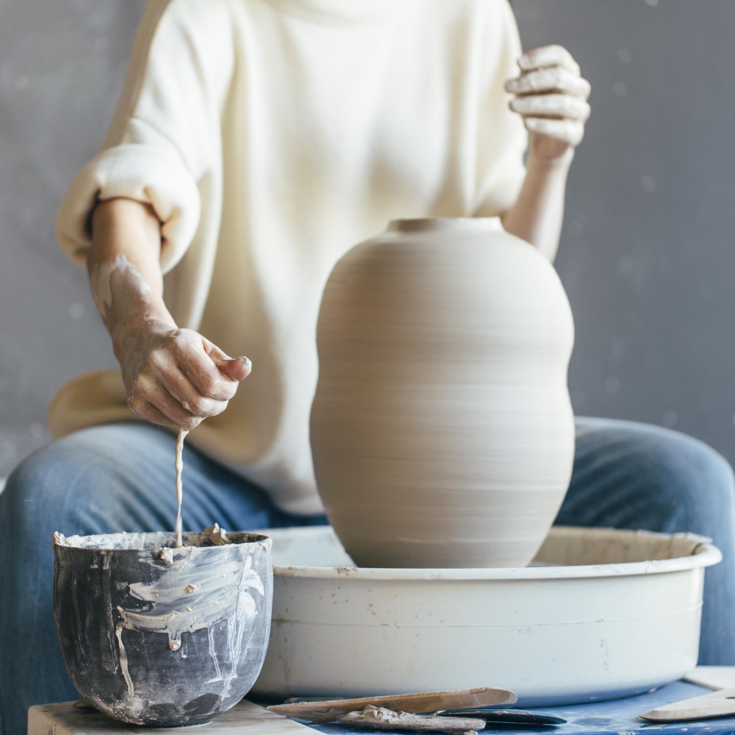 A potter at her wheel