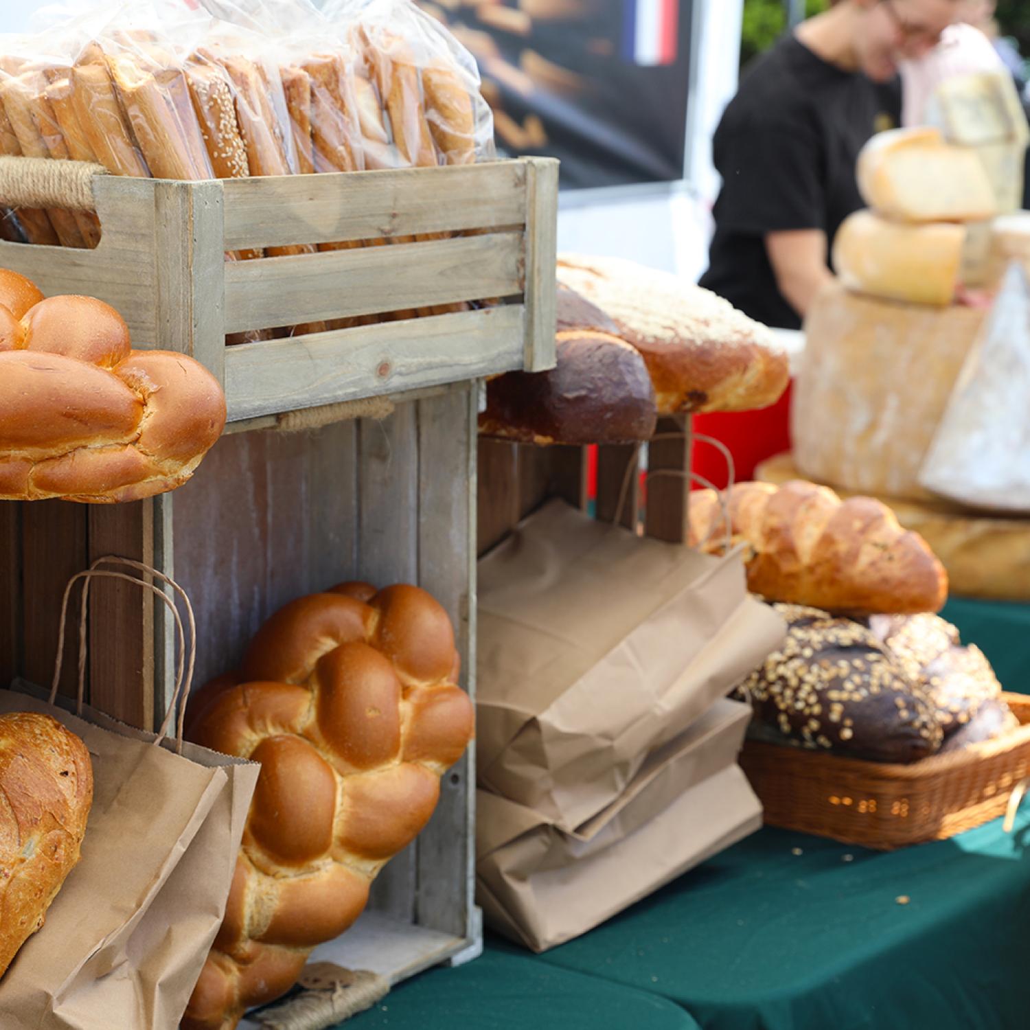 Goods at a farmers market