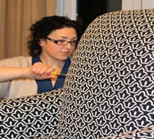 Anni Archibald with armchair