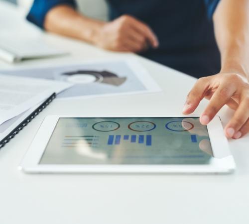 infographic stats on a tablet