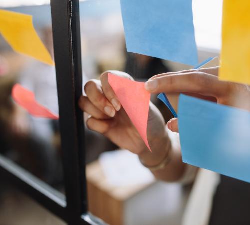 dynamic workplace post it notes meeting office