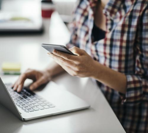 business founder typing