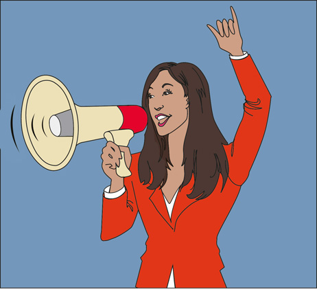 Illustration of woman with megaphone
