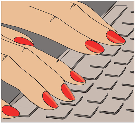 Fingers on keyboard