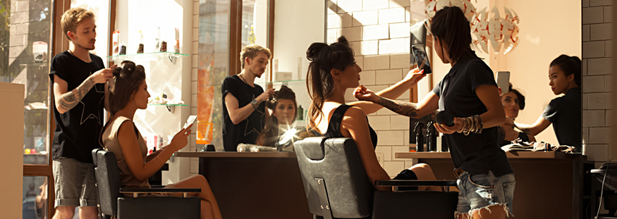 beauty and hair salon with customers