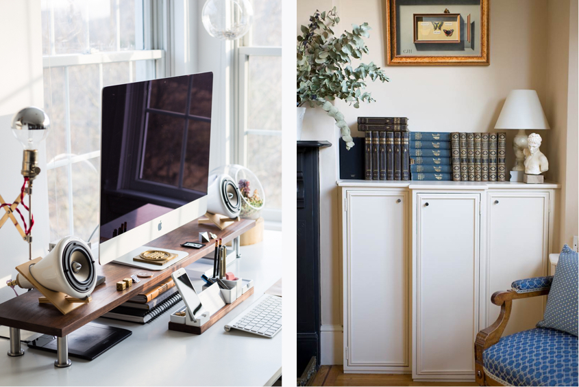 sleek and modern office alongside cosy bookish office