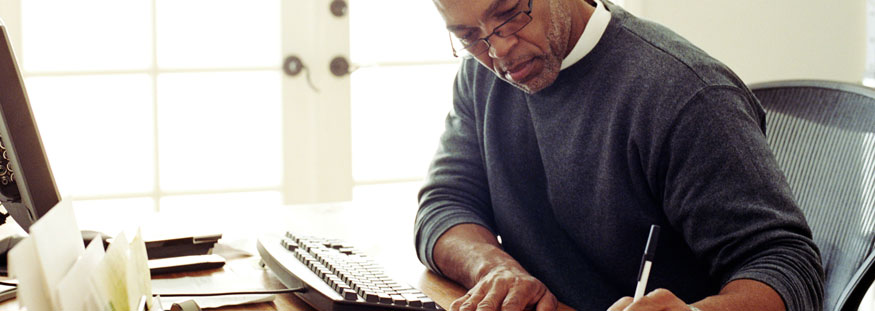 man working from home