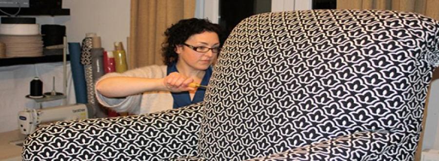 Anni Archibald with armchair