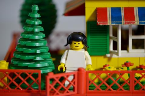 LEGO figurine in garden