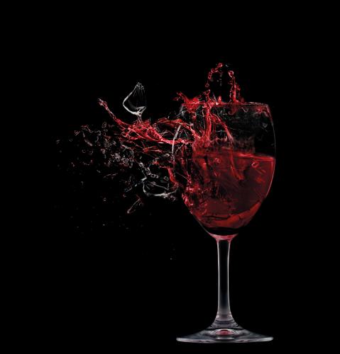 Exploding wine glass